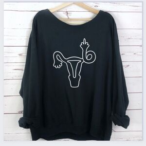 Slouchy Middle Finger Uterus Graphic Sweatshirt Womens rights